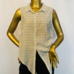 Blue / White Sleeveless Stripe Top