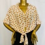 Brown Poker Dot Wrap Top