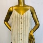 White Stripe Sleeveless Top