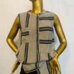 Brown With Blue Stripes Sleeveless Top
