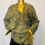 Army Green Floral Top