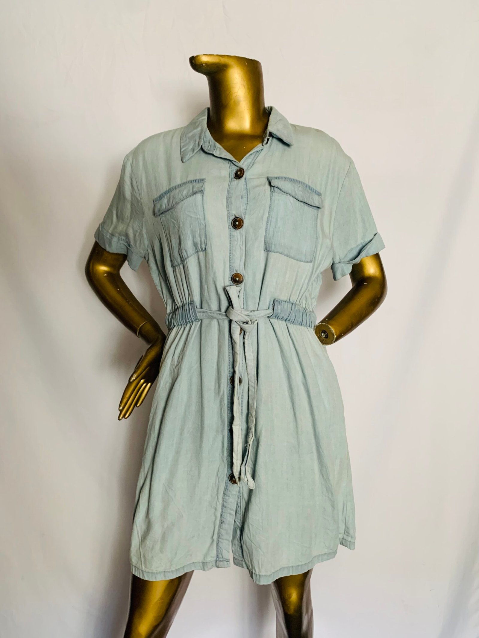 IMG_7452 Light Blue Denim Jean Shirt Dress {Size | 12} - Image 1