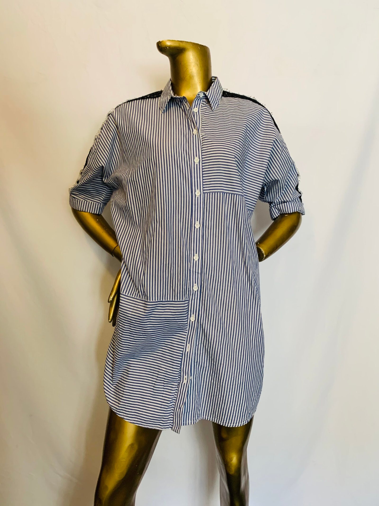 IMG_7549 Blue Stripe Shirt Dress {Size | 12} - Image 1
