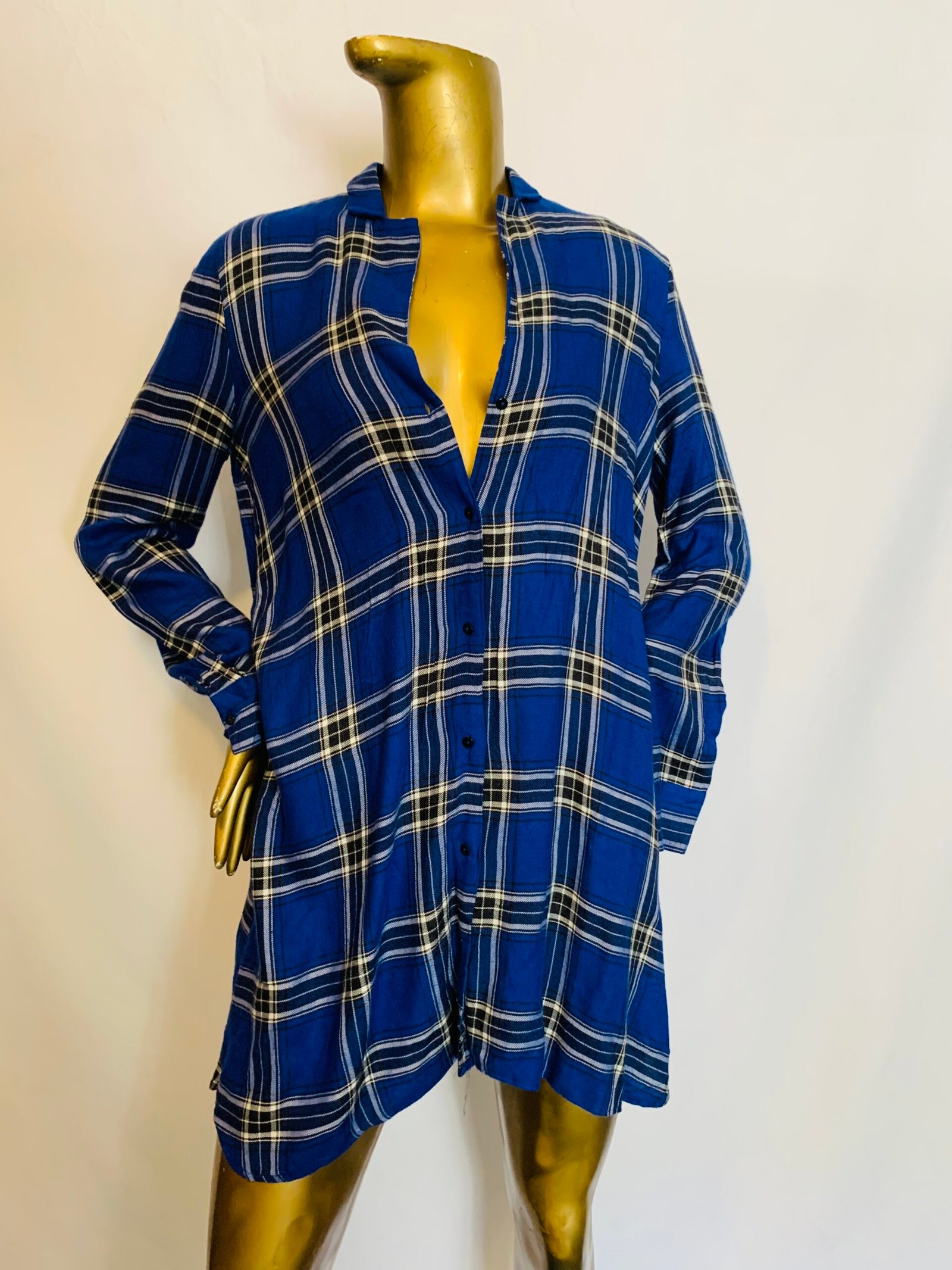 IMG_7647 Check Blue Shirt Dress {Size | 14} - Image 1