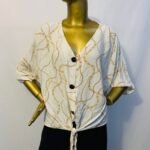 White / Gold Buttons Down Top {Size | 12}