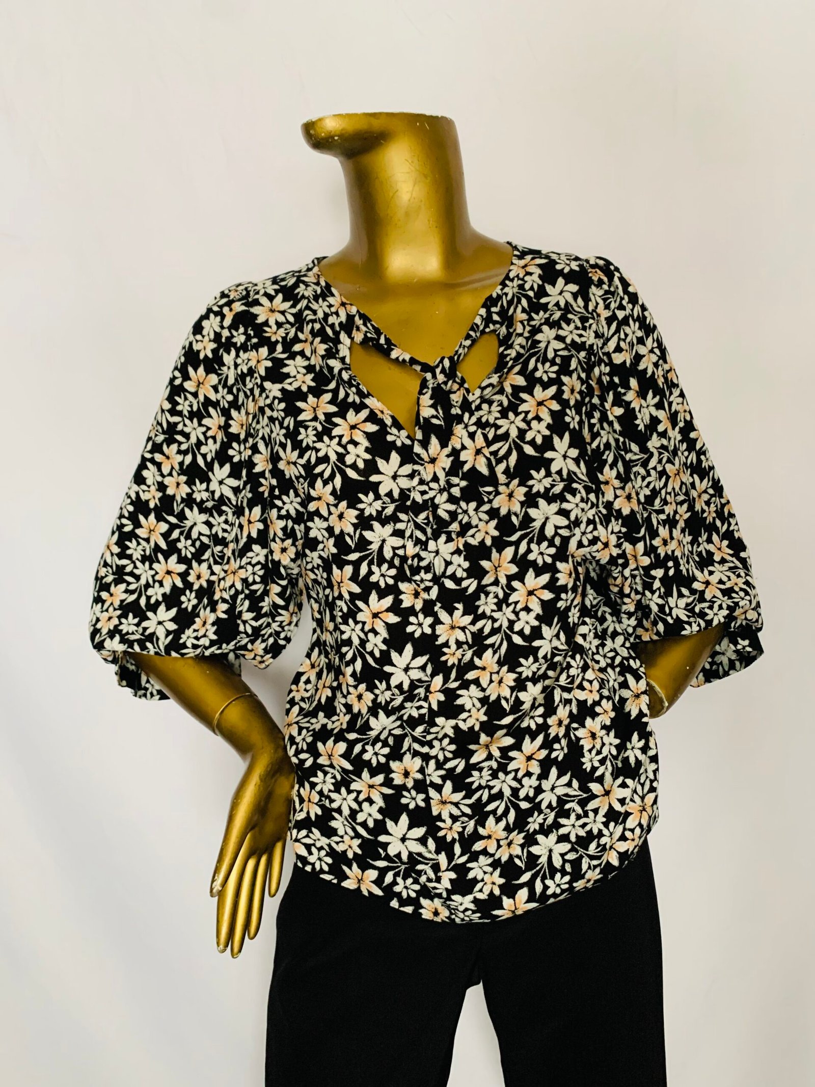 IMG_8377 Black Floral Top {Size | 12} - Image 1