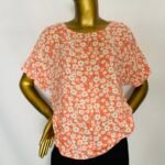 Orange / White Floral Top {Size | 12}