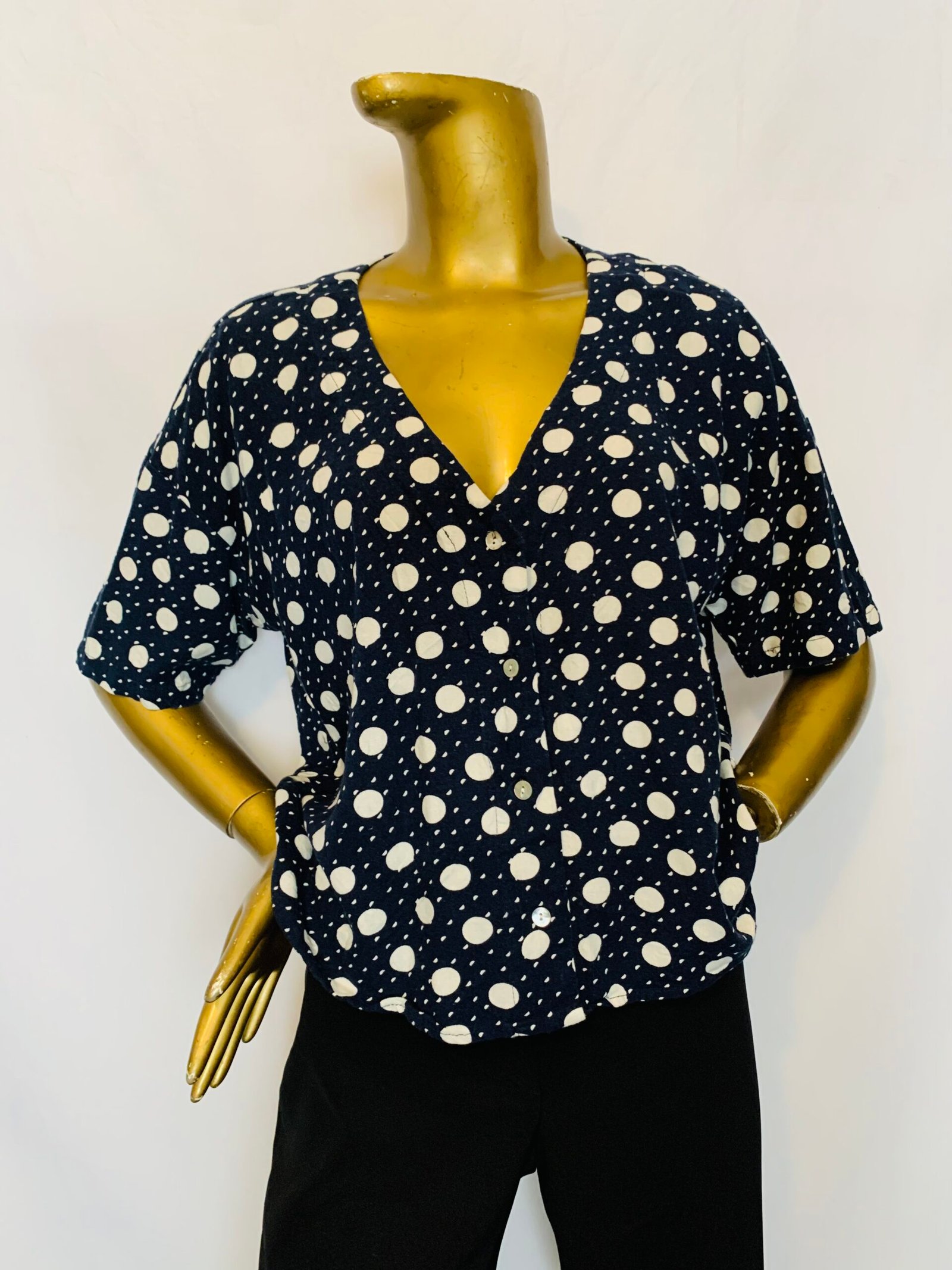 IMG_8444 Black / White Pocker Dot Top {Size | 12} - Image 1